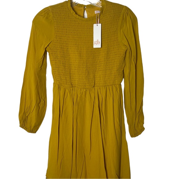 GB Girls Mustard Yellow Long Sleeve Dress Size Medium - Picture 12 of 12